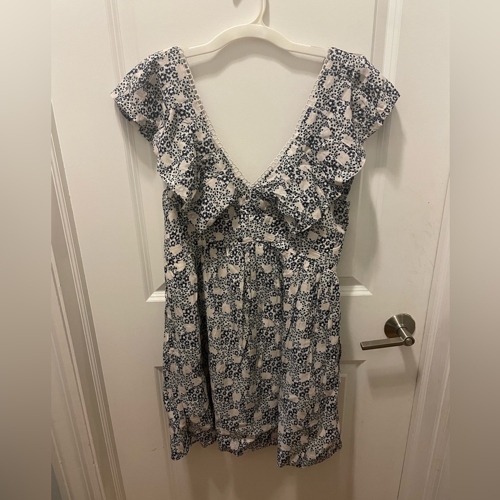 Anthropologie Floral Ruffle Sleeve Dress